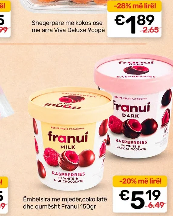 Embelsira me Mjedër, Cokollate dhe Qumesht Franui 150GR
