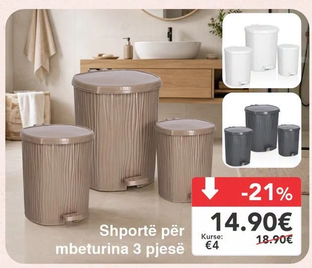 Shportë për Mbeturina 3 Pjesë