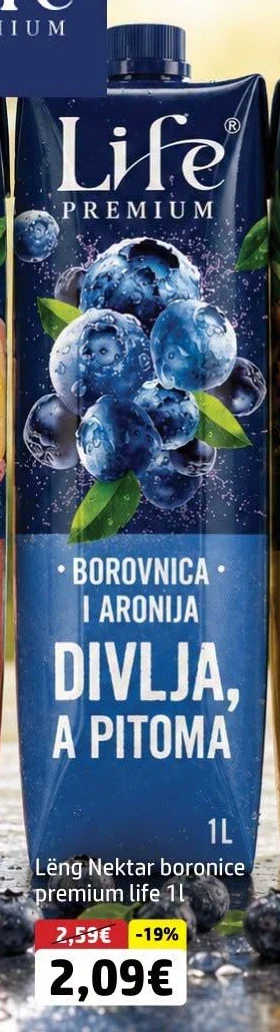 Lëng Nektar Boronice Premium Life 1L