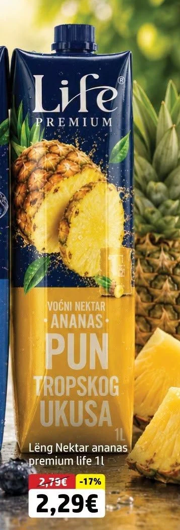Lëng Nektar Ananas Premium Life 1L