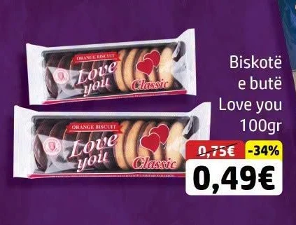 Biskotë E Butë Love You 100GR