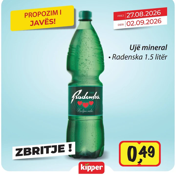 Ujë Mineral Radenska 1.5 Litër