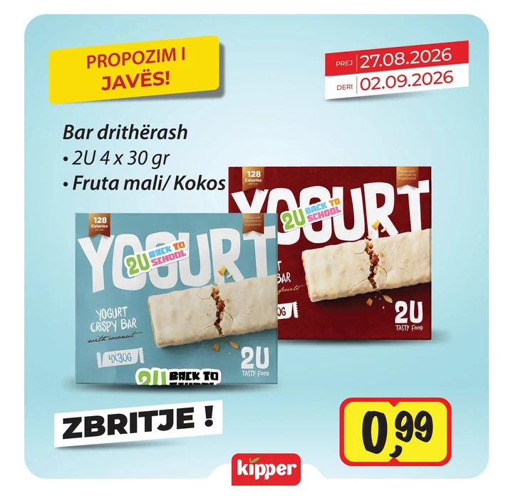 Bar Drithërash 2U 4 X 30 Gr Fruta Mali/kokos