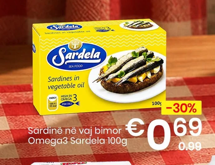 Sardinë në Vaj Bimor OMEGA3 Sardela 100G