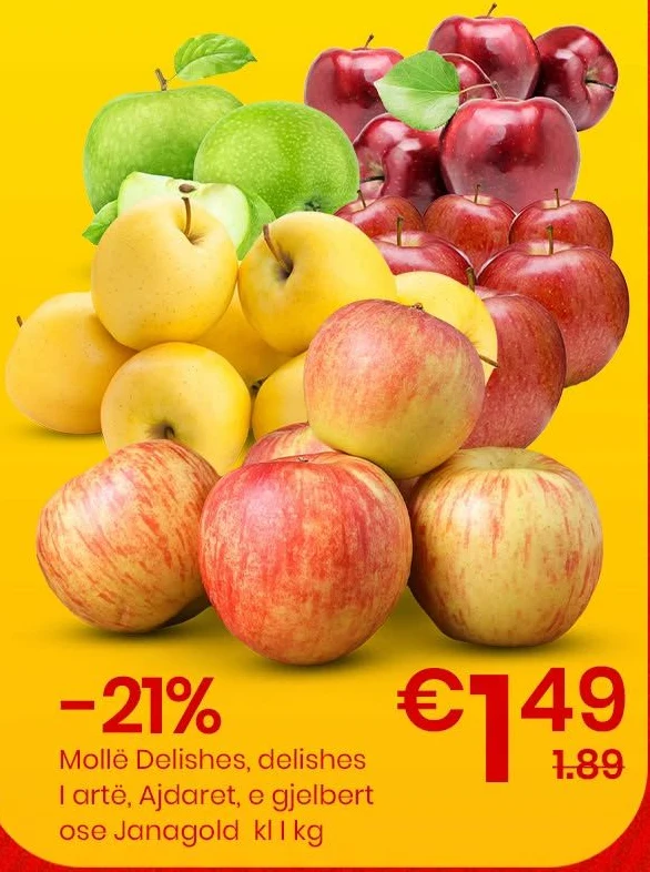 Mollë Delishes, Delishes I Artë, Ajdaret, E Gjelbërt Ose Janagold Kl I Kg