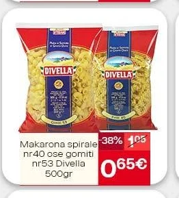 Makarona Spirale NR40 Ose Gomiti NR53 Divella 500GR
