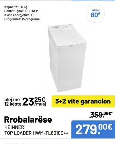 Rrobalarëse Heinner Top Loader HWM-TL6010C++