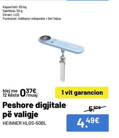 Peshore Digjitale për Valigje Heinner HLGS-50BL