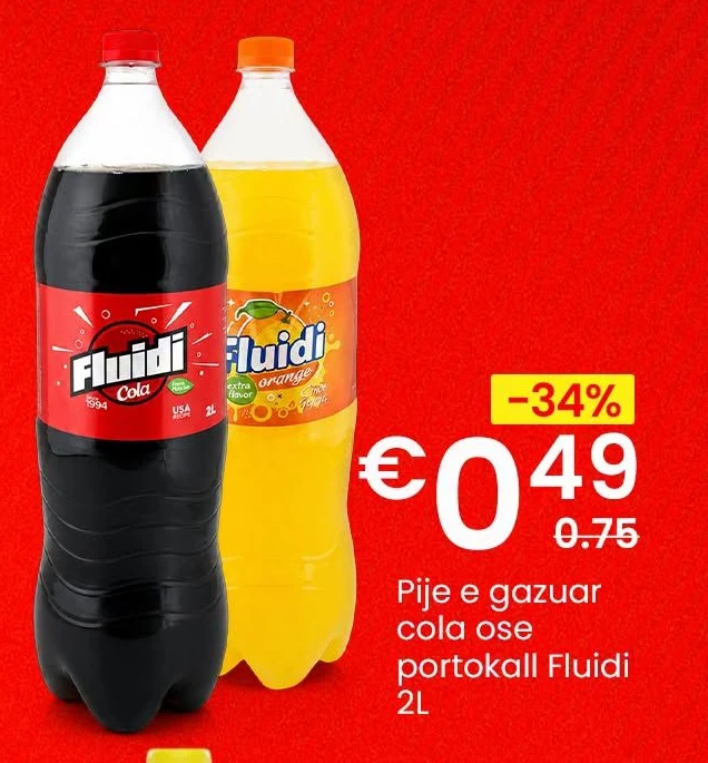 Pije E Gazuar Cola Ose Portokall Fluidi 2L