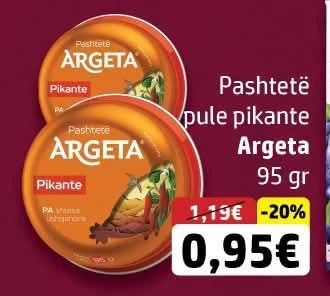 Pashtetë Pule Pikante Argeta 95 Gr
