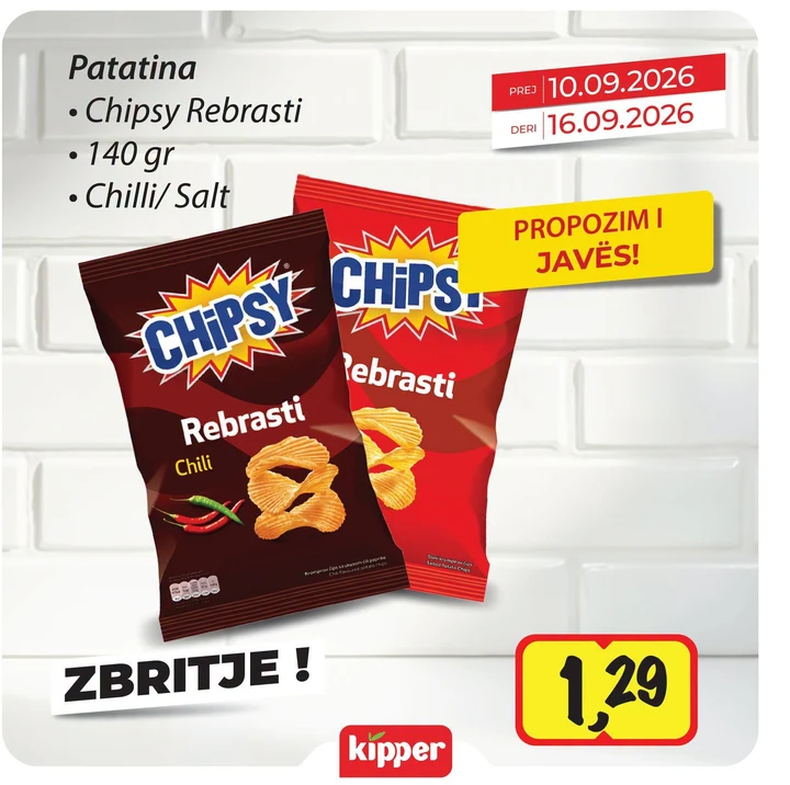 Patatina Chipsy Rebrasti 140 Gr Chilli/salt