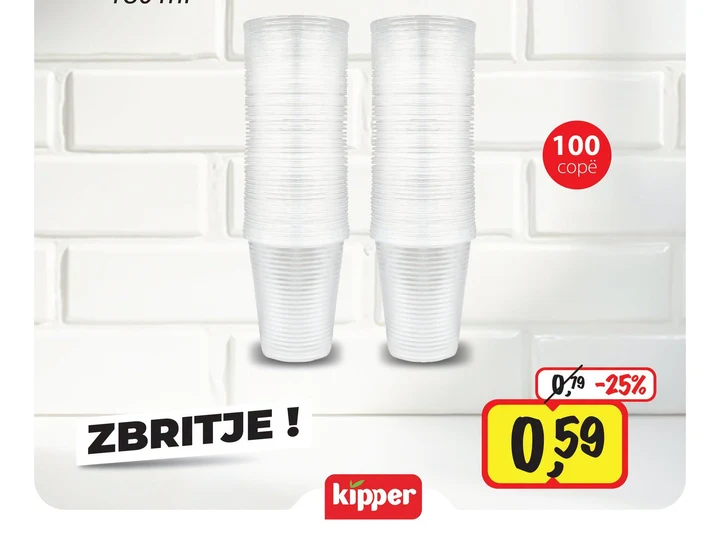 Gota Plastike Papatya 100 Copë 180 Ml