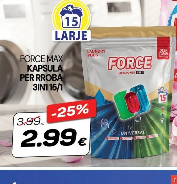 Force Max Kapsula për Rroba 3IN1 15/1