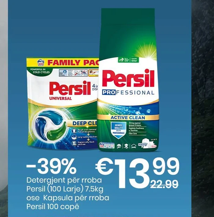 Detergjent për Rroba Persil 7.5KG Ose Kapsula për Rroba Persil 100 Copë