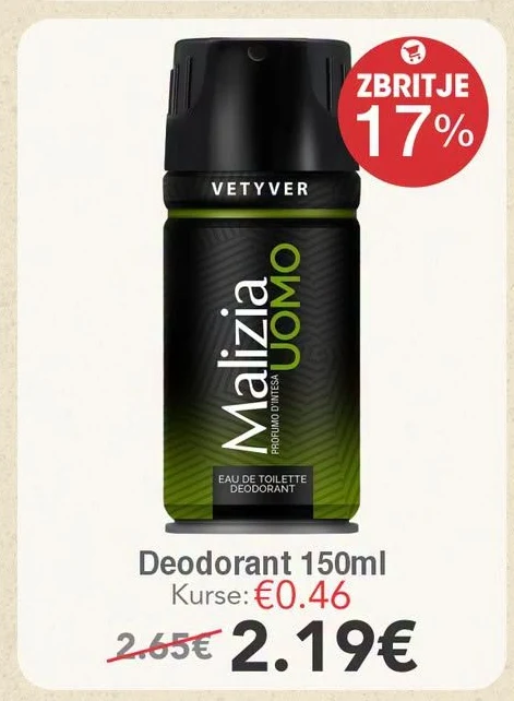 Deodorant 150ML Malizia Uomo