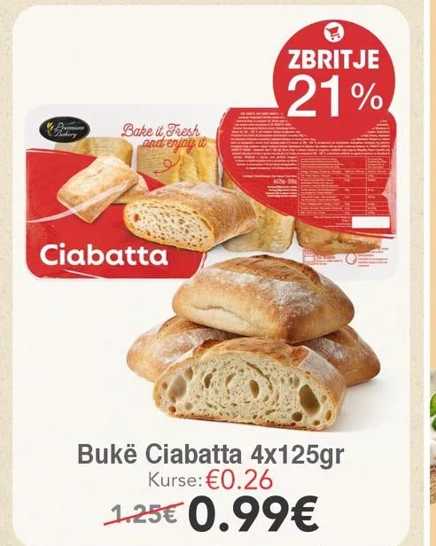 Bukë Ciabatta 4X125GR