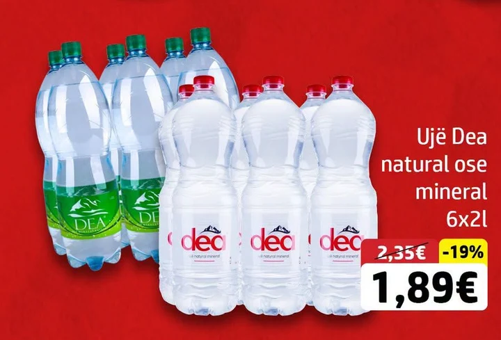 Ujë Dea Natural Ose Mineral 6X2L
