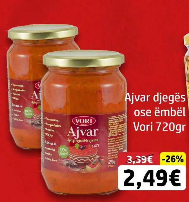 Ajvar Djegës Ose Ëmbël Vori 720GR