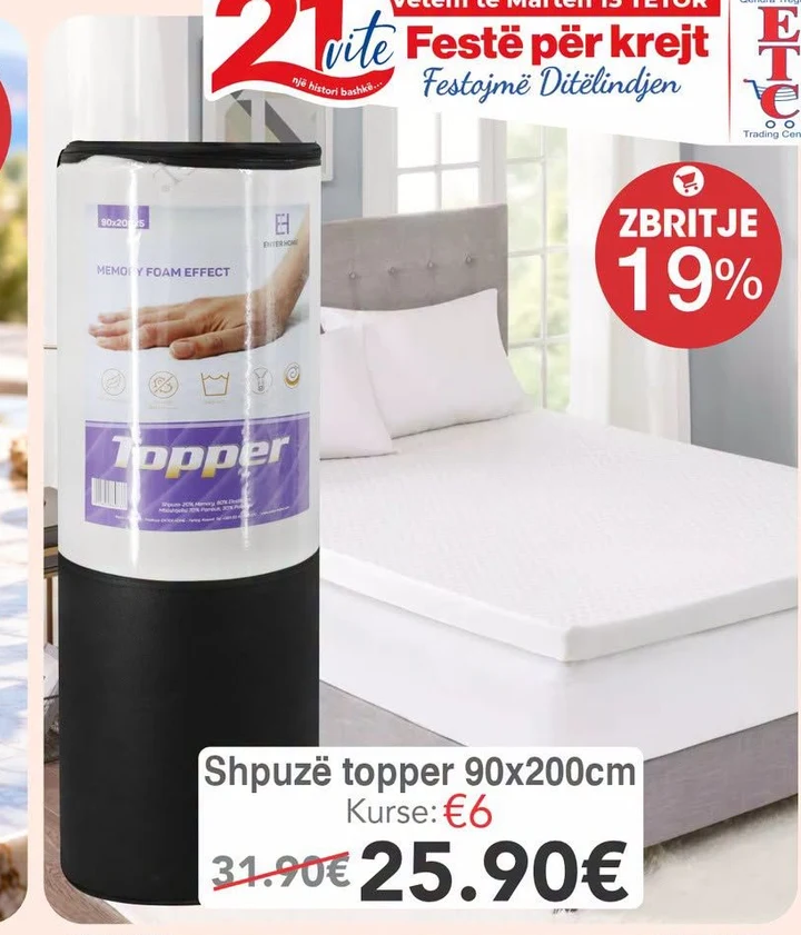 Shpuzë Topper 90X200CM
