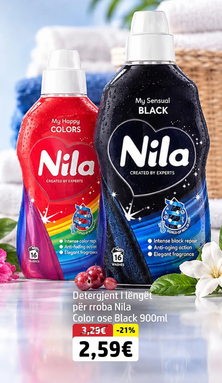 Detergjent I Lëngët për Roba Nila Color Ose Black 900ML