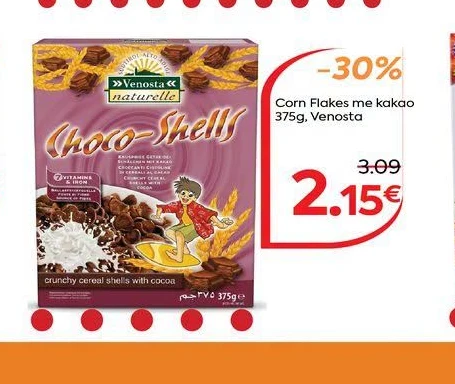 Corn Flakes me Kakao 375G, Venosta