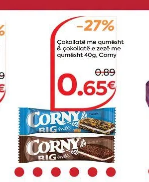 Çokollatë me Qumësht & Çokollatë E Zezë me Qumësht 40G, Corny