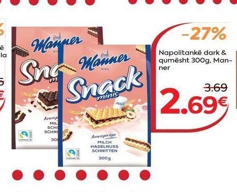 Napolitankë Dark & Qumësht 300G, Manner