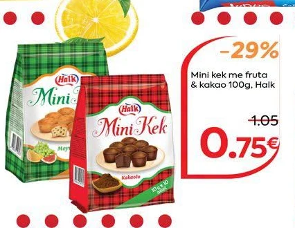 Mini Kek me Fruta & Kakao 100G, Halk