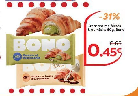 Kroasant me Fëstëk & Qumësht 60G, Bono