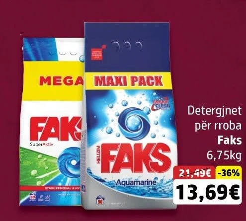 Detergjent për Rroba Faks 6,75KG
