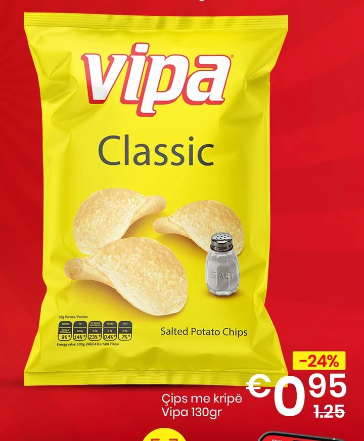 Çips me Kripë Vipa 130GR