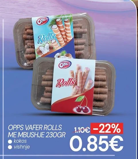 Opps Vafer Rolls me Mbushje 230GR