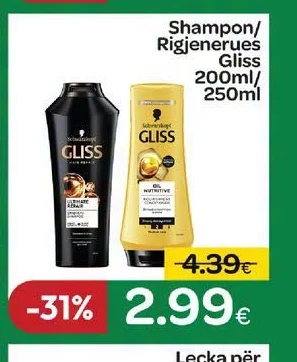 Shampon/rigjenerues Gliss 200ML/250ML