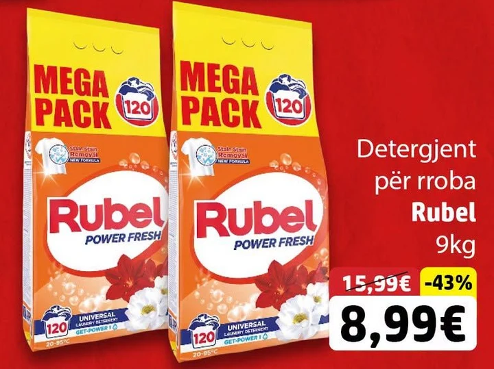 Detergjent për Rroba Rubel 9KG
